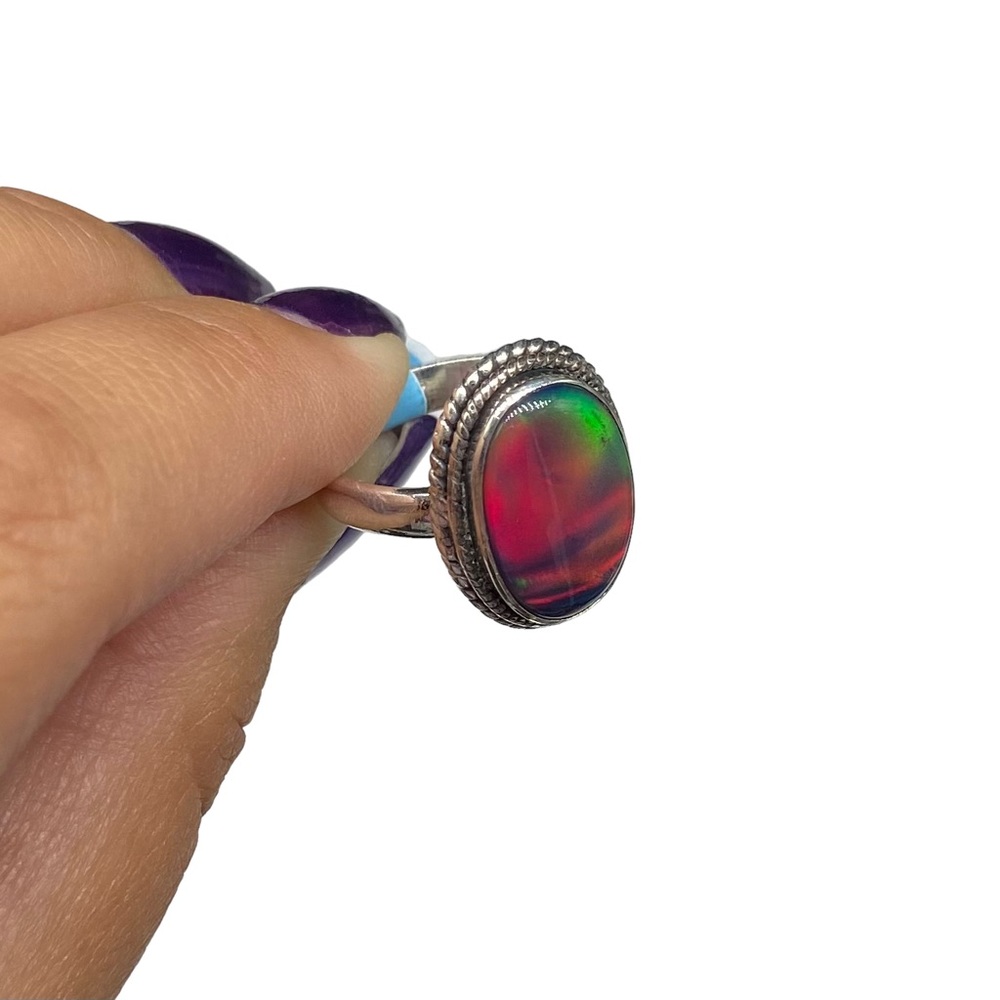 Aura Fire Opal Solid Sterling Silver 925. - image 6